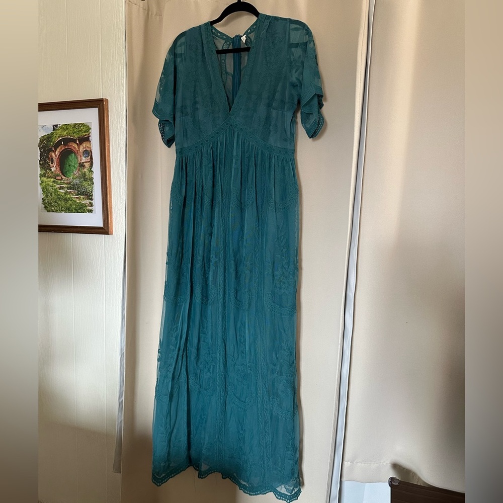 Teal Maxi Dress, size XL, Worn Once